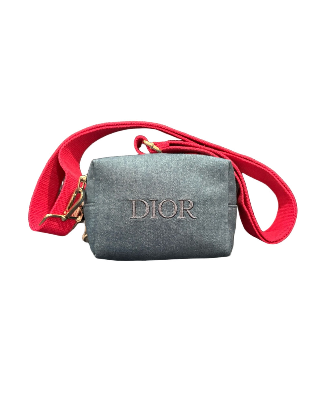 Dior Denim Makeup Bag Converted Crossbody w/ Adjustable Strap NWOT